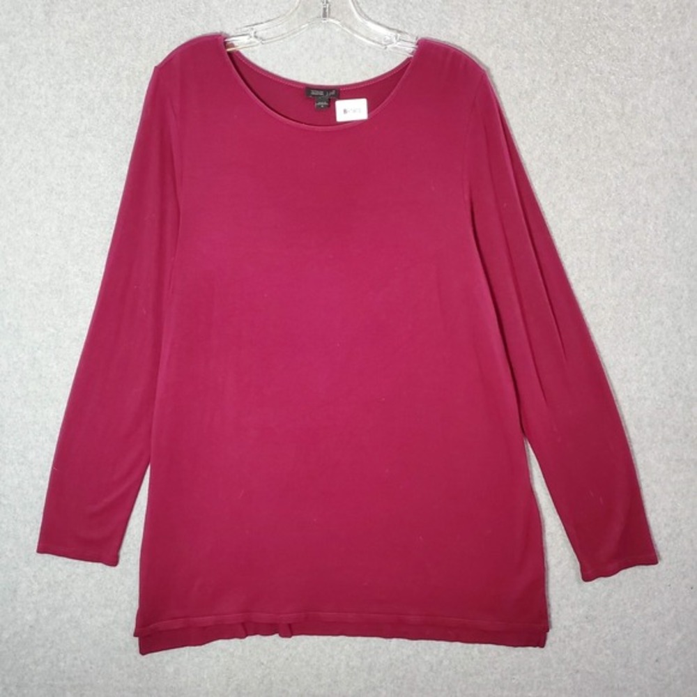 J. Jill‎ Women Top Medium Red M Shirt Wearever Collection 3/4 Sleeve Scoop Neck
